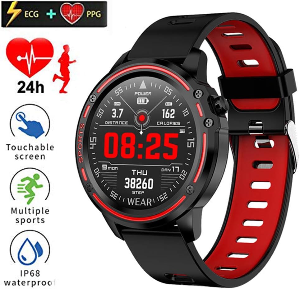 LAIWUSSY L8 Fitness Tracker ECG+PPG Blood Pressure Heart Rate Smart Watch IP68 Waterproof Fitness Band Sprots Bracelet with Step Counter, Calorie Counter, Pedometer Watch