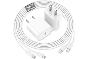 DELONI Phone Charger Fast Charging 10 FT, Long USB C to Lighting Cable 10 Foot with 20W USB C Rapid Phone Charger Block, Compatible with iPhone 14 Pro/13Pro Max/12/11Pro/Mini, 2 Pack - White