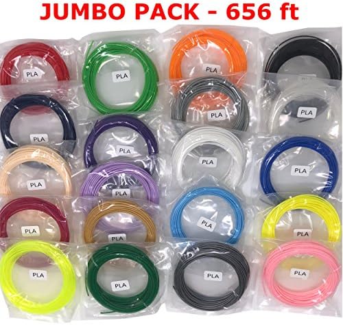 Hot Homey Universal 3D Pen Filament Refills - 20 Colors, 32.8 Feet Each (Length 656 ft) for 3D Pen - PLA 1.75mm Doodle Pen Printer with Bonus 40 page Stencils Ebook and 3 Pack Glow in the Dark