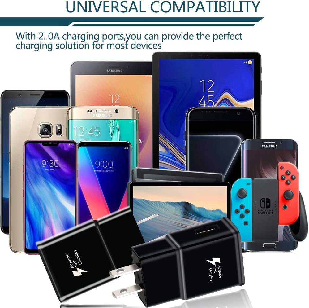 Fast Charging Block, USB Adaptive Fast Charger Box Android Cell Phone Wall Quick Tablet Charger Plug Adapter Compatible Samsung Galaxy S10 S9 S8 S7 M10 A10e J7 Note8 9 / G7 Plus EP-TA20JBE (2 Pack): Electronics