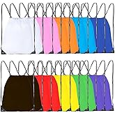 20 Pcs Drawstring Bags, Bulk Drawstring Backpack, Nylon Cinch Draw String Sport Bag, 10 Colors