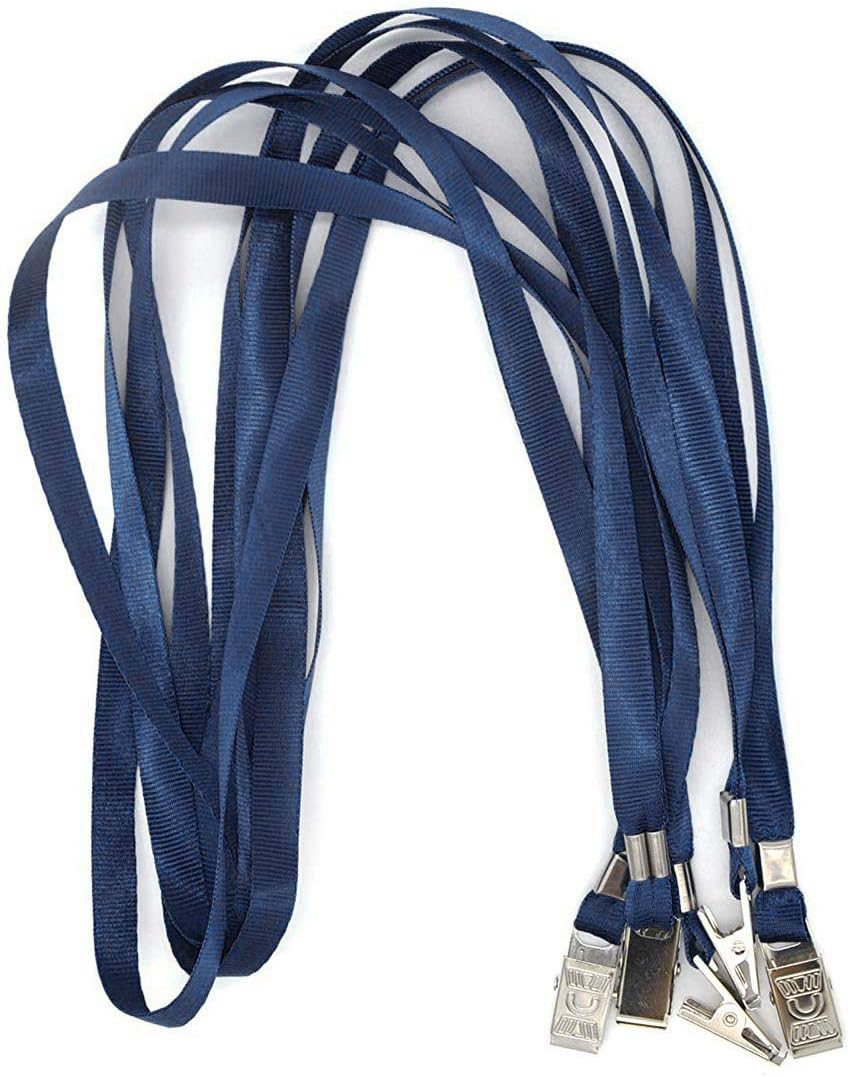 Bird Fiy Navy Blue Lanyards 100 Pack 34" Premium Lanyard Bulldog Clips Bulk Nylon Flat Lanyard with Badge Clip (Navy Blue, 100 Pack) - Image 5