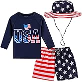 Baby Boys Swimsuit, 3-Piece Toddlers Swimsuit Trunk Long Sleeve Rashguard Swimwear and Sun Hat Set