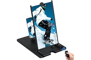 WERFAMI 14" Screen Magnifier with Bluetooth Remote 3D HD Phone Amplifier Projector Screen for Movie Gaming Video Fits All Smartphones iPhone Samsung Foldable Portable Universal Stand Black