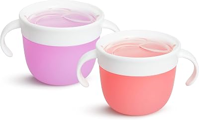 Munchkin 2 Piece Snack Catchers Pink Purple BPA Free Toddler Snack Pots