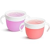 Munchkin Snack Catcher Toddler Snack Cups, No Spil, 2 Pack Containers, Pink/Purple