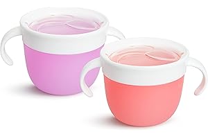 Munchkin Snack Catcher Toddler Snack Cups, No Spil, 2 Pack Containers, Pink/Purple