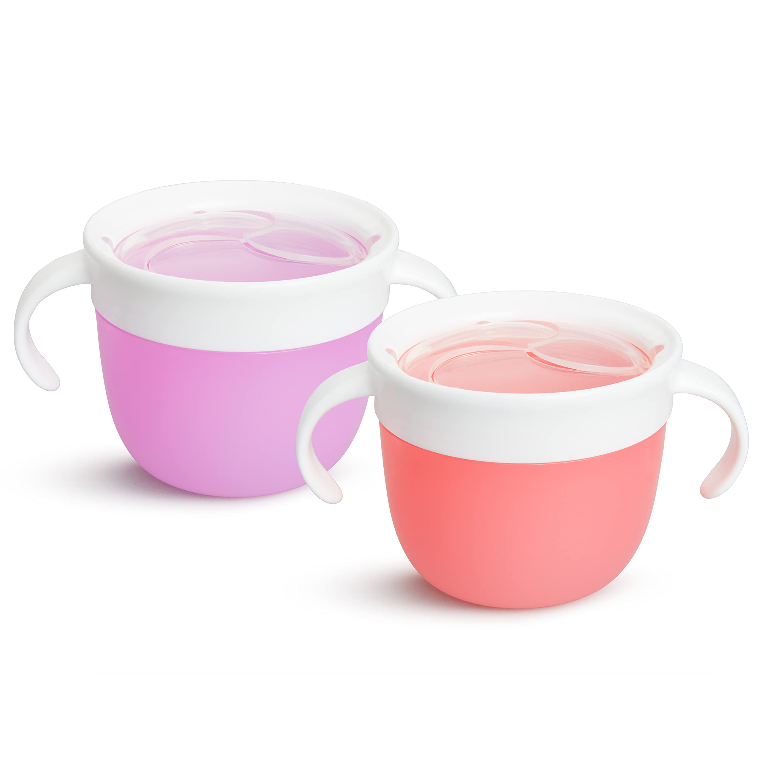 Photo 1 of Munchkin Snack Catcher Toddler Snack Cups, No Spil, 2 Pack Containers, Pink/Purple