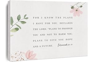 XIOLCXDR Bible Verse Watercolor Canvas Print Decor Jeremiah 29 : 11 Floral Wall Painting Modern Home Posters Artwork Decoration 12”X15” (Framed)…