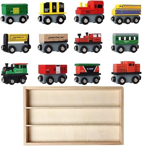 MZWJ 12 Juego de Trenes de Madera para niños Juego de Juguetes magnéticos de Tren Juego de Trenes de Juguete para niños Regalos para niños: Amazon.es: Deportes y aire libre