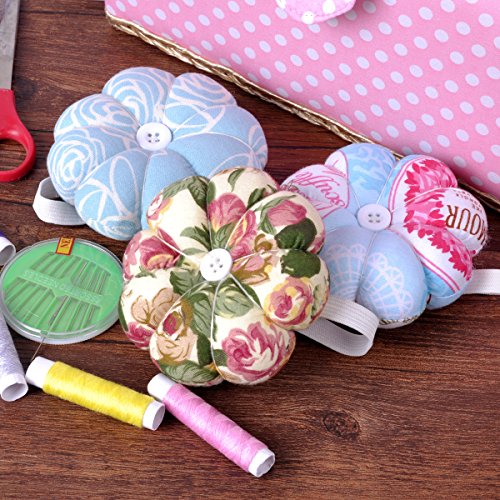 eZAKKA Pin Cushion Polka Pumpkin Wrist Pin Cushions Wearable Needle Pincushions (Baby Blue) - Thumbnail 3