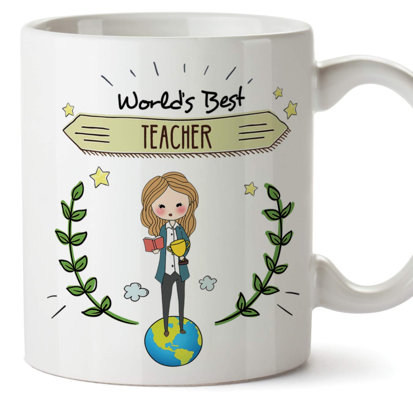 MUGFFINS Teacher Original Mug Cup World's Best Teacher - 11 oz Ceramic