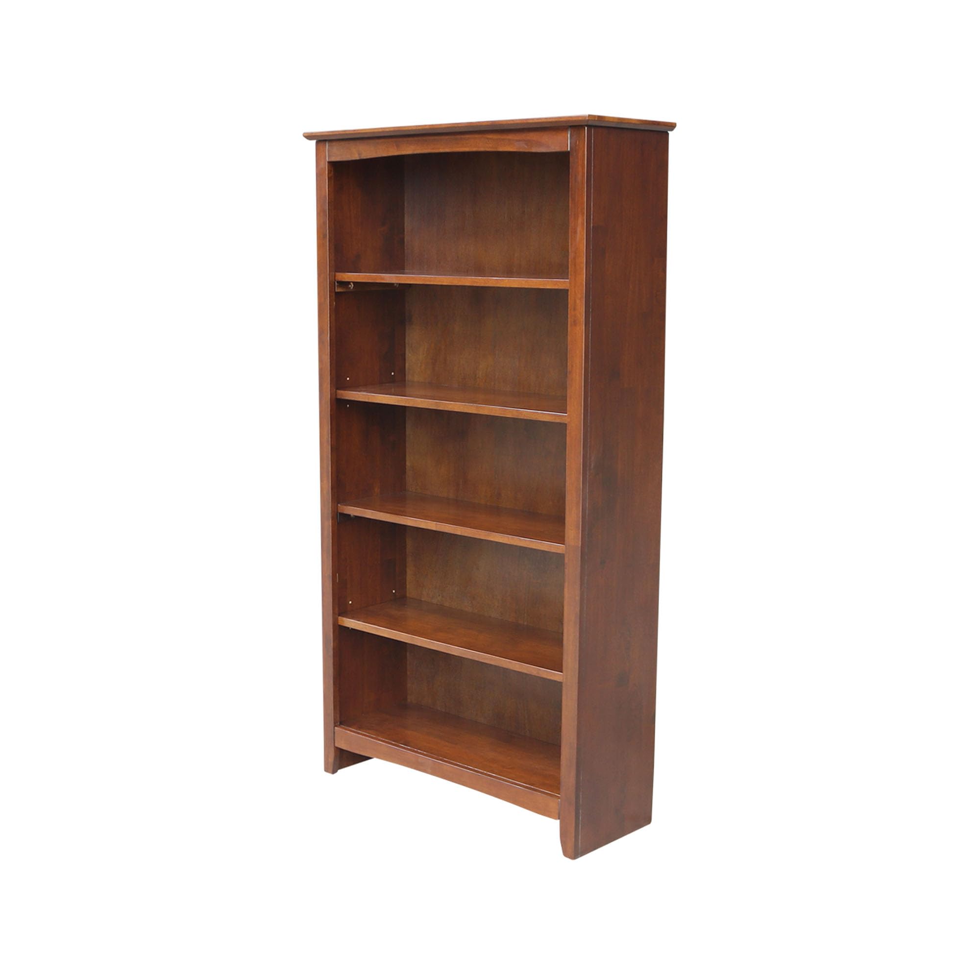 International Concepts, Solid Wood Bookcase 60″ High, Adjustable Shelves, Solid, Sturdy Parawood Construction, Eco Friendly, Easy Assembly, Kitchen/Dining Furniture, Espresso