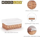 Woodluv Brown Wicker Storage Basket with Off White Lining Small view 2