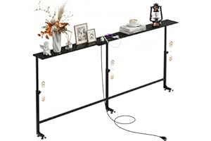 Faesun 70.9 Inch Behind Couch Table, 24"-32" Adjustable Height Range, Behind The Couch Table with Outlet, Adjustable Console 