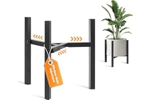 AZADESJET Plant Stand Indoor Adjustable, Metal Modern Indoor Plant Stand, Heavy Duty Plant Stands Outdoor Corner, Stable Plant Holder, Fits 8 to 12 Inches Pots, Black, 1 Pack, Pot & Plant Not Included
