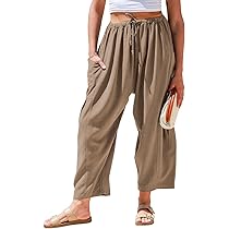 【oan】Ritz Summer Wide Pants Wide Leg Linen Pants w/ Drawtring – Orange fashion village
