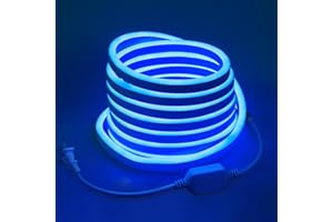 Samsion Blue Neon Light Strip 16.4FT/5M Flexible Neon Rope Lights Indoor Outdoor Led Strip Lights Waterproof 120LEDs/M AC 110V-130V Plug and Play Neon LED Lights for Bedroom Home Commercial Lighting