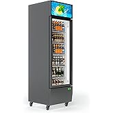 YardYonder 13.1 Cu. Ft. Commercial Glass Door Refrigerator,LED Display Fridge With Adjustable Shelves for Restaurants, Stores &amp; Home Use