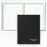 SUNEE 8 Period Teacher Lesson Plan Book - Days Vertically, Undated Teacher Planner 2026-2027 Academic Year, 8.5 x 11 Inch, 104 Pages/52 Sheets (40 Weeks), Waterproof Plastic Cover, Back Pocket, Black