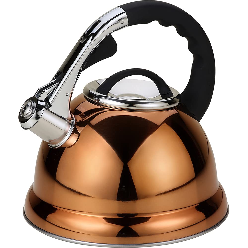 Large Whistling Kettle stainless steel 3.5Ltr copper gas electric hob wood stove