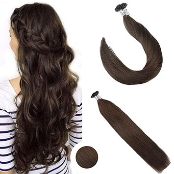 Amazon Com Ugeat U Tip Hair Extensions Human Hair Color 4 Dark