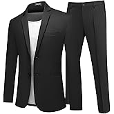 Moncace Men's 2 Piece Suit Slim Fit Two Button Solid Blazer and Pants Tuxedo Set for Wedding Business Formal Prom Dinner