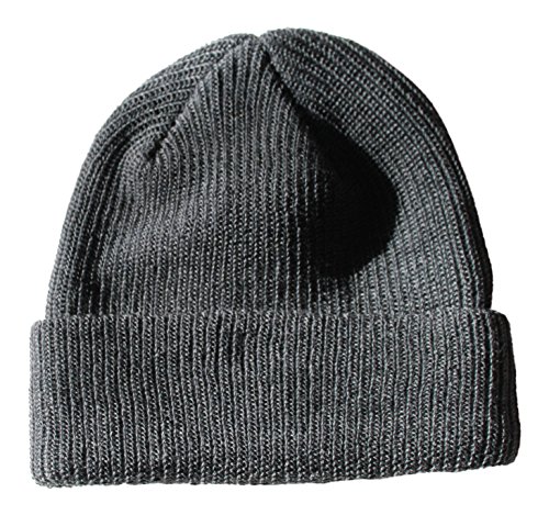 Men s 100% merino wool midweight watch cap beanie (dark gray)