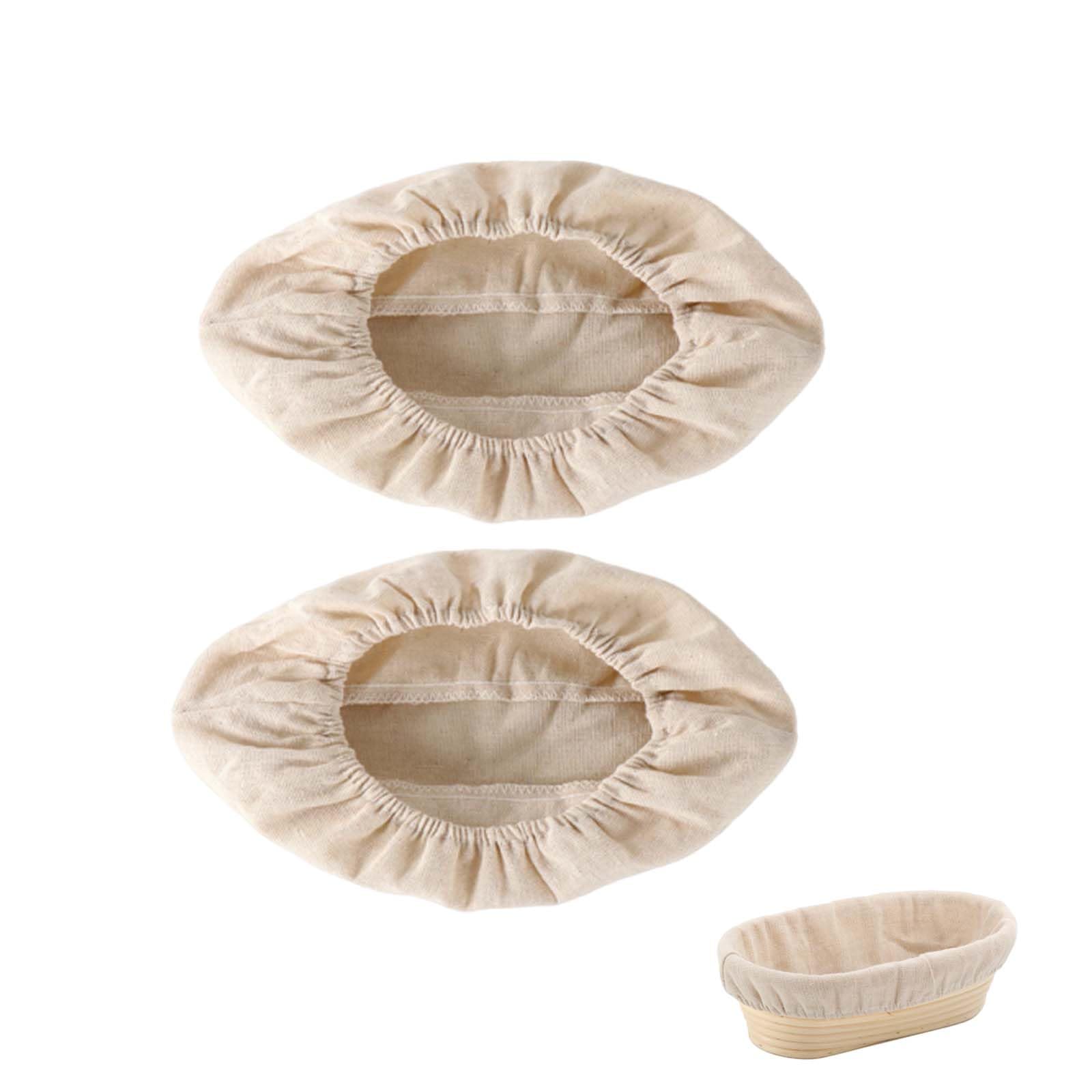 Dinghaole Set of 2 Oval Baking Lines - Linen Cloth with Elastic Waistband - Dough Cloth for Proofing Baskets - Insert for Bread Basket - Baking Accessories (Baker Lines Oval)