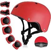 Kids Bike Helmet with Protective Gear Set, Toddler Skateboard Helmet for Ages 3-5-8 Boys Girls, Adjustable Safety Helmet with Knee Elbow Wrist Pads for Bicycling, Skating, BMX