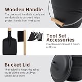 BRIAN & DANY Ash Bucket 5L with Lid Shovel Hand Broom Fireplace Kit view 3
