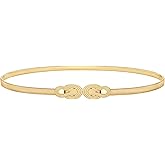VONMELLI Skinny Metal Cinch Belt for Dress Stretch Thin Waist Belt for Women Gold/Silver