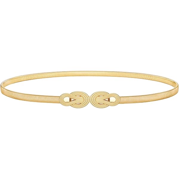 5945 Women Gray Fabric Fashion Belt- Skinny Band Hip Waist Gold Metal Chain Women Gray Fabric Fashion Belt - Skinny Band Hip Waist Gold  main image 4