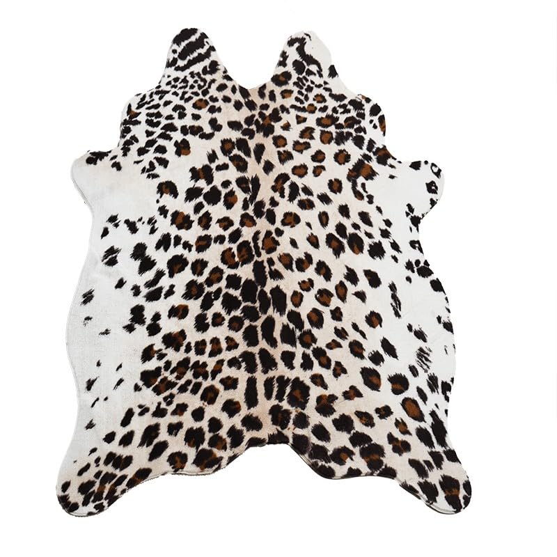 Photo 1 of rugoo Leopard Print Faux Fur Cowhide Rug, 4.6 x 6.6 Feet Carpet Washable mats Cheetah Animal Skin Area Rug for Living Room, Bedroom, Office, Khaki Brown