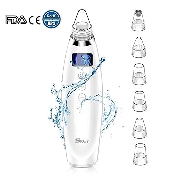 SKEY Mitesser Entferner,Mitesserentferner mit 6 Austauschbare Schönheit Köpfe Mitesser Sauger Porenreiniger Blackhead Remover Professionell Gesicht Pickelentferner Porensauger Set