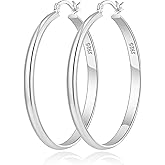 OOOPEL 3mm Wide Large Hoop Earrings for Women Hypoallergenic 925 Sterling Silver Post Gold Earrings Lightweight Silver Hoop Earrings Oversize Big Gold Hoops 30/40/50/60MM