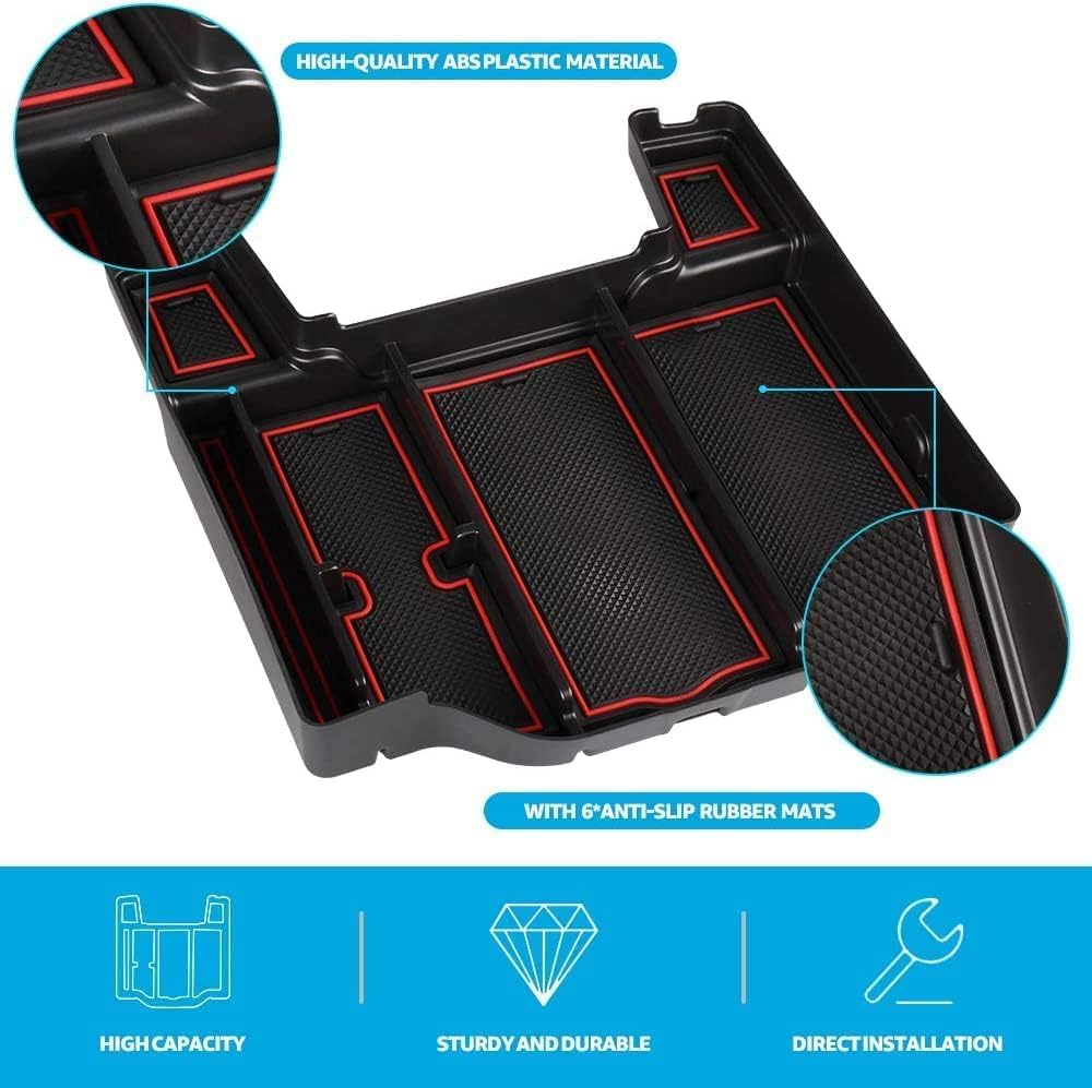 Center Console Organizer For 2019-2023 Dodge Ram - ABS Storage Box With Anti-Slip Mats For 1500/2500/3500