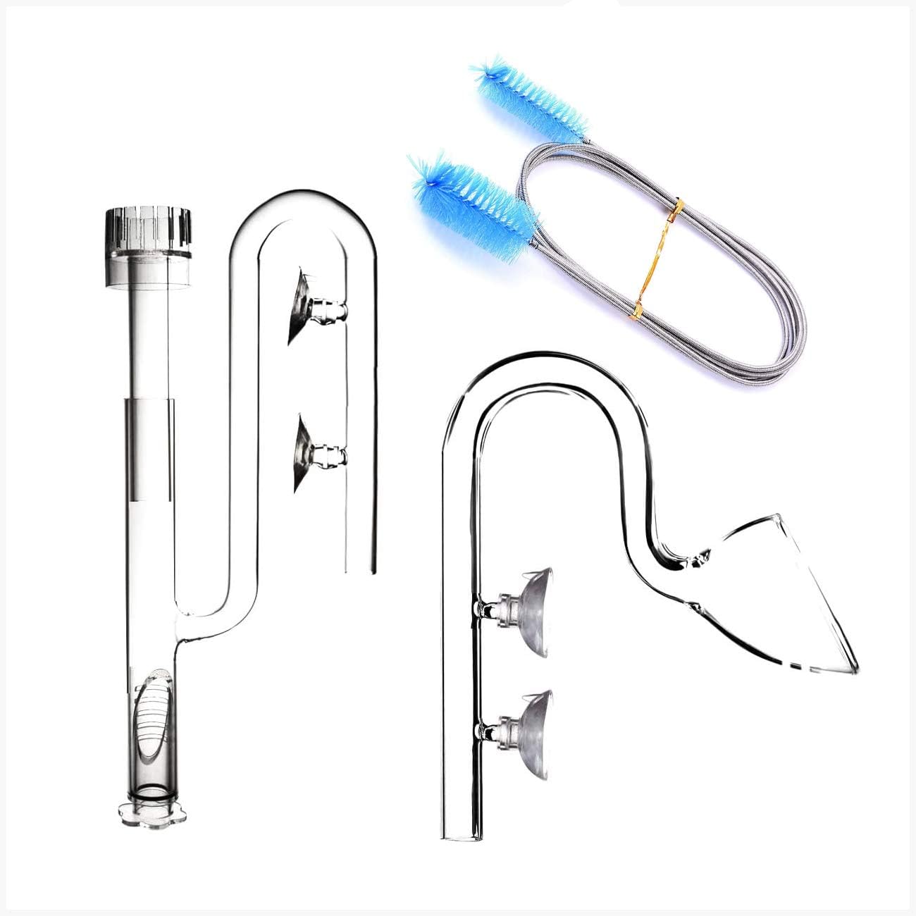 FZONE Aquatic Glass Lily Pipe Set including Skimmer Inflow and Outflow for Aquarium Filter 5/8''(16/22mm) Tubing