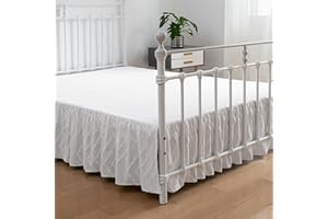 TSUTOMI Tufted Bed Skirt Queen Size, Ruffled Bed Skirt with Split Corners, Bed Skirt 14 Inch Drop,Boho Full Size Bed Skirt Soft Embroidery Design, Bed Skirt Queen Size