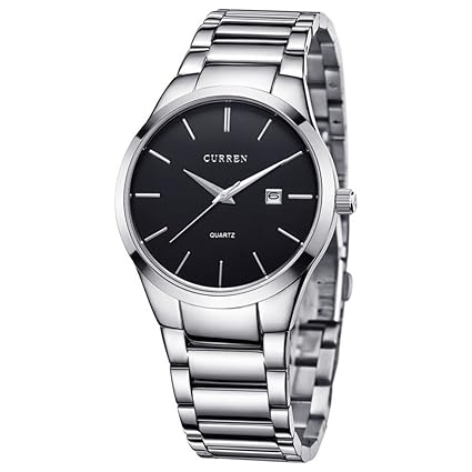 ALPS Mens Luxury Business Style Black Dial Stainless Steel Chronograph Wristwatch