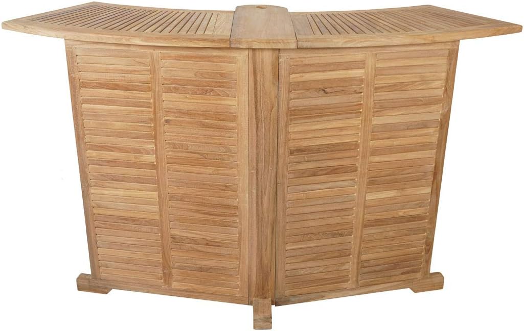 KMH®, klappbare Teak Gartenbar Bartisch Stehtisch Verkaufstresen Gartentheke (#102082)