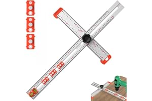 ELEFOCUS 4-in-1 Drilling Positioning Ruler, Multi Angle Measuring Ruler, T Square Ruler Woodworking Ruler,Cabinet Hole Drilling Template (SI White 1+3)