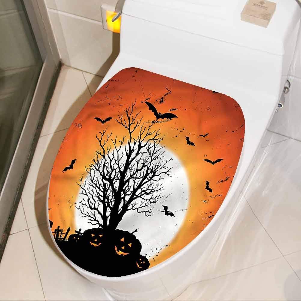 Wall Diy Decoration Vintage Halloween Bats Pumpkins Modern Bathroom Toilet Wall Art Decal For Bathroom Decor 8 X 11 Inch Amazon Com