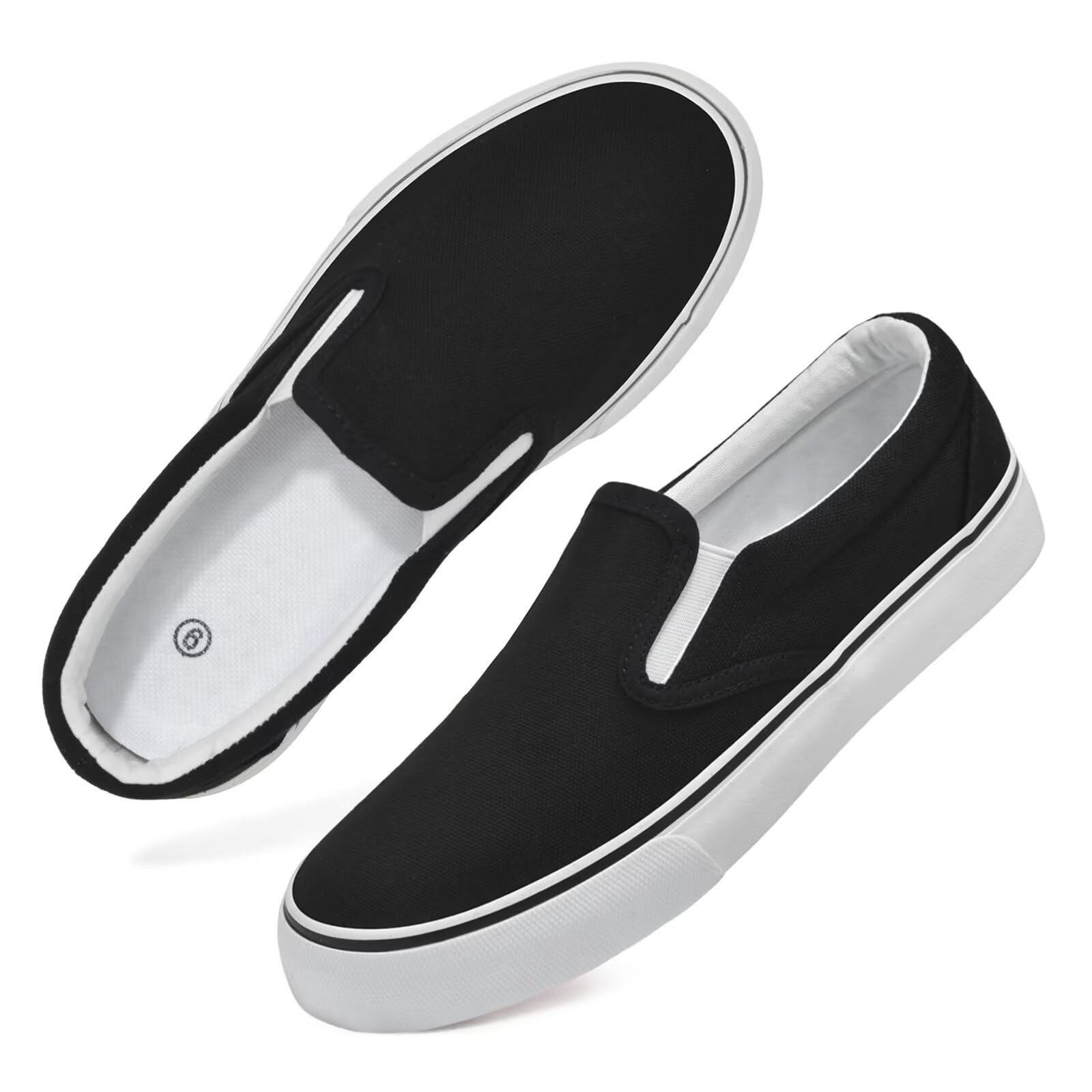 Photo 1 of Women's Slip on Canvas Shoes Classic Casual Sneaker, Fashion Sneakers for Walking No Lace Travel Black
