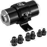 EVIL ENERGY Inline Fuel Filter 100 Micron with 6AN 8AN 10AN Adapter&amp;Bracket Clamp 50MM Universal