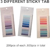 Udewo 600 Pcs Sticky Tabs Transparent Morandi Color with Ruler 4.5x1.2cm view 3