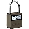 Metal Time Padlock - Multi-Function Timer Lock 99 Hours Max Timing with Electronic LCD Timed Display Micro USB Rechargeable Black