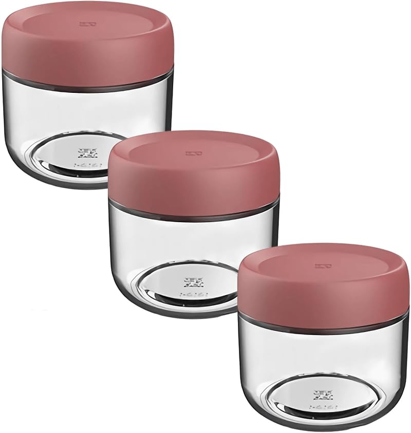 Eidoct Glass Jar 280ml 3-Pack Leakproof With Screw Lid Red