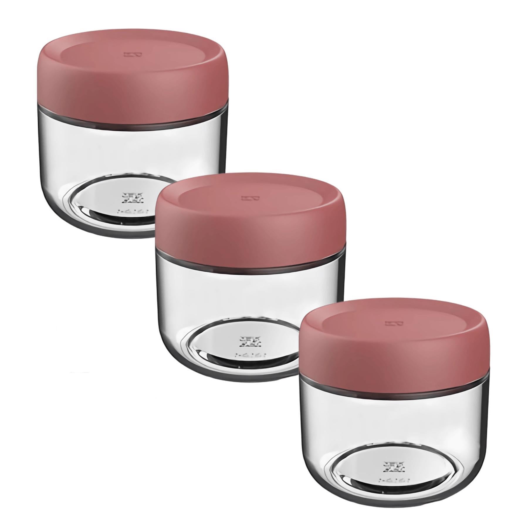 Eidoct Glass Jar with Screw Lid Leakproof Overnight Oats Container, Yogurt Jars, Oatmeal Salad Jars, for Cereals Milk Fruit Condiment Dressing Sauce Snacks Juice (3-Pack 280ml Red)