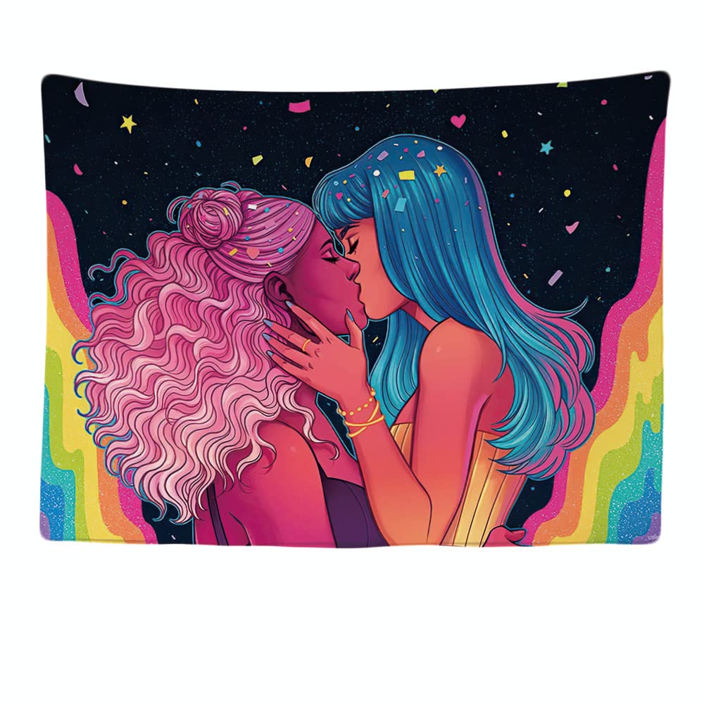 Ulticool - Women Love Rainbow - Tapestry - Valentine's Day for Her - 200 x 150 cm - Large Tapestry - Poster Decoration - Canvas - Painting - Accessories Tapestry Window Curtain — image 1